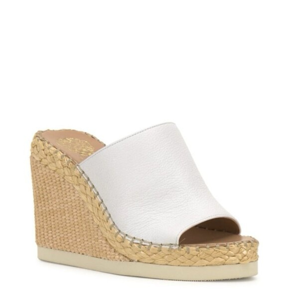 Vince Camuto Cream and Tan Wedge Sandals